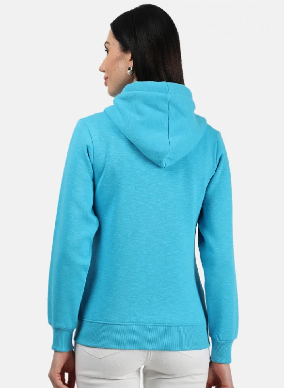 Women Blue Plain Sweatshirt