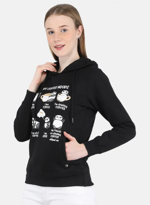 Women Black Printed Sweatshirt