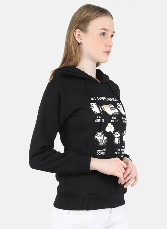 Women Black Printed Sweatshirt