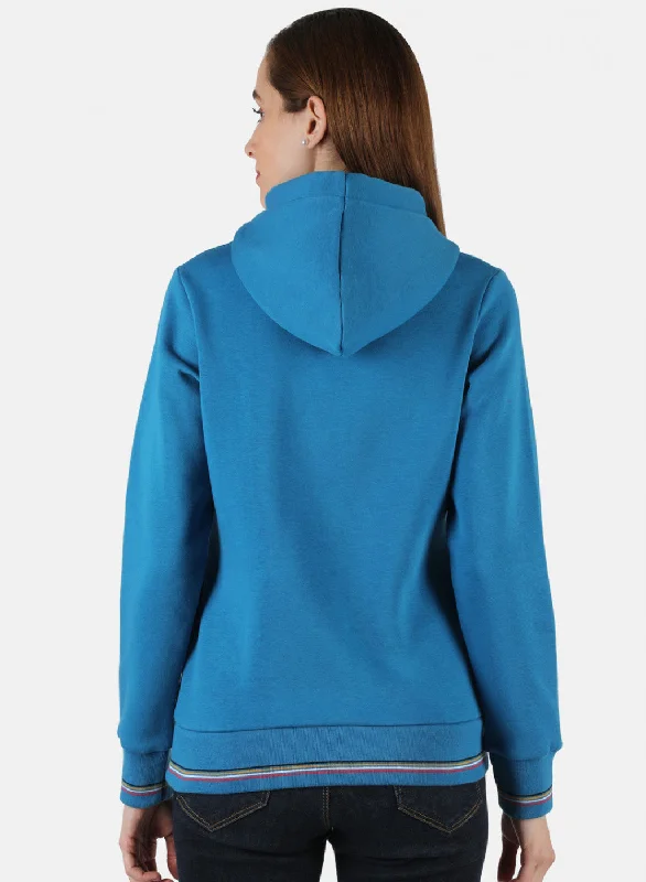 Women Blue Embroidered Sweatshirt