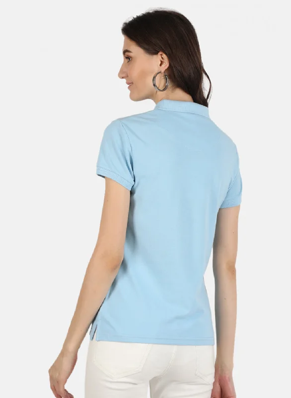 Women Blue Plain T-Shirt