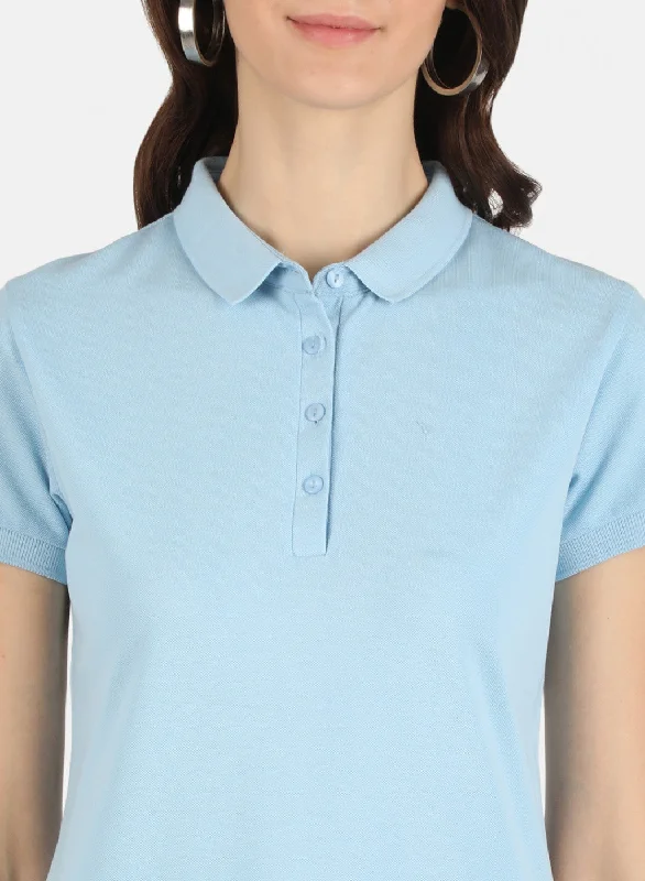 Women Blue Plain T-Shirt