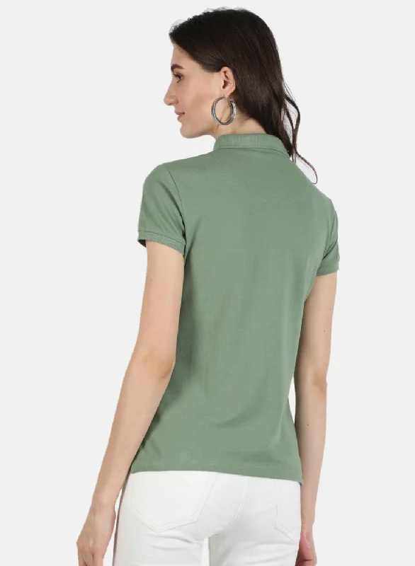 Women Green Plain T-Shirt