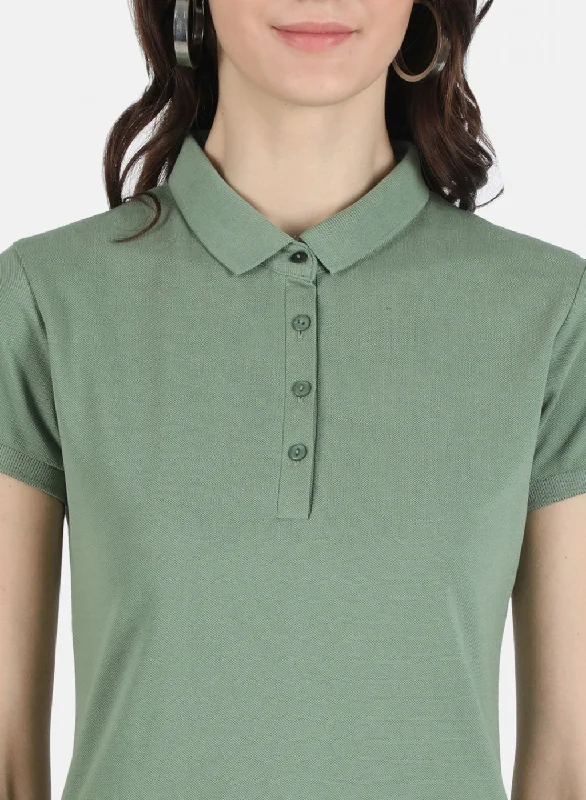 Women Green Plain T-Shirt