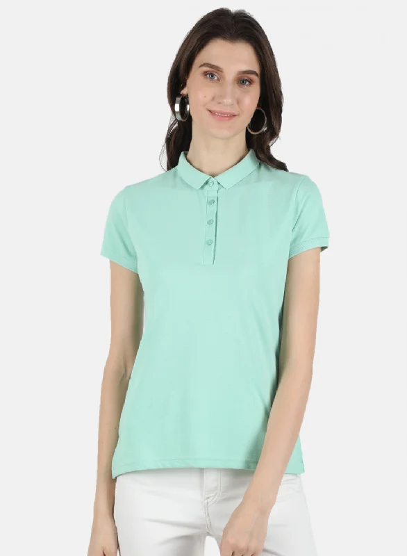 Women Green Plain T-Shirt