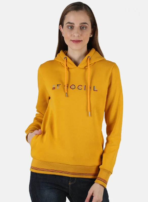 Women Mustard Embroidered Sweatshirt