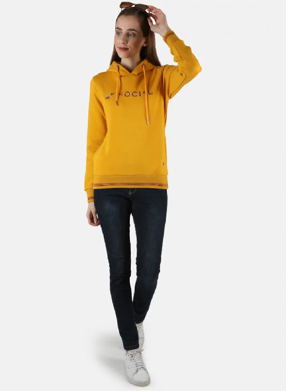 Women Mustard Embroidered Sweatshirt