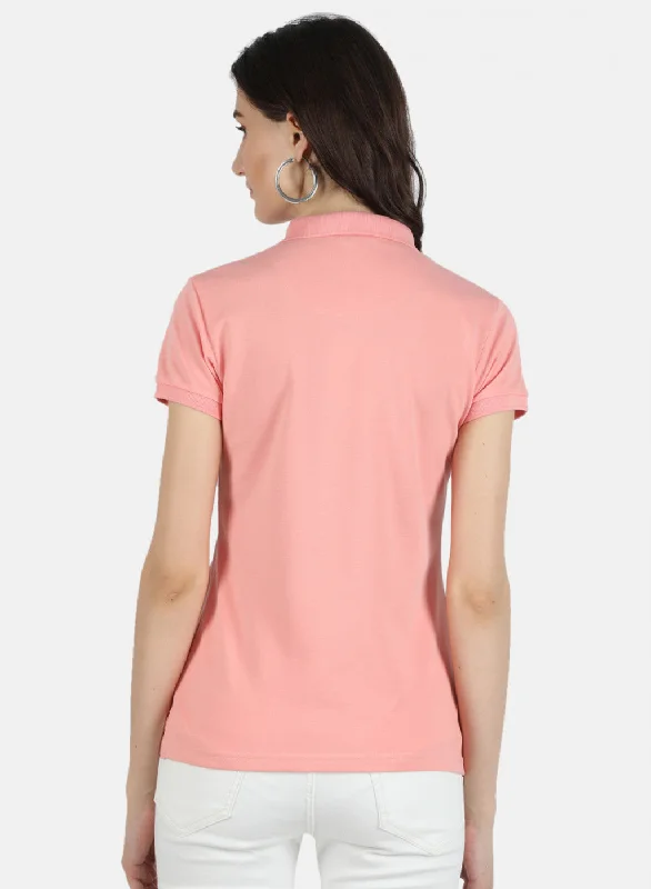 Women Peach Plain T-Shirt