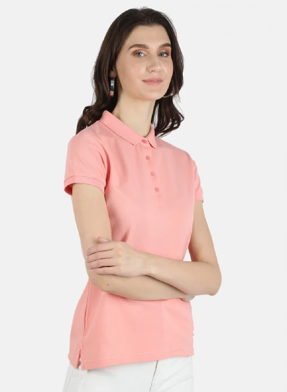 Women Peach Plain T-Shirt