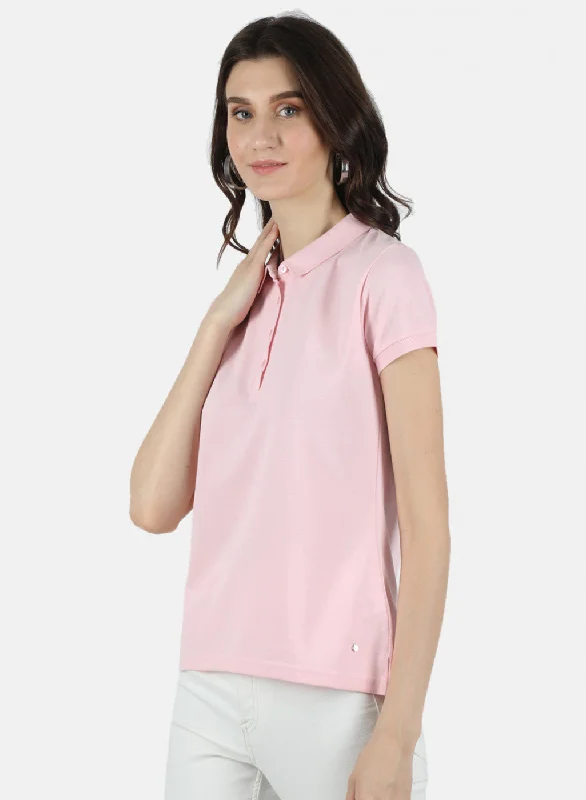 Women Pink Plain T-Shirt