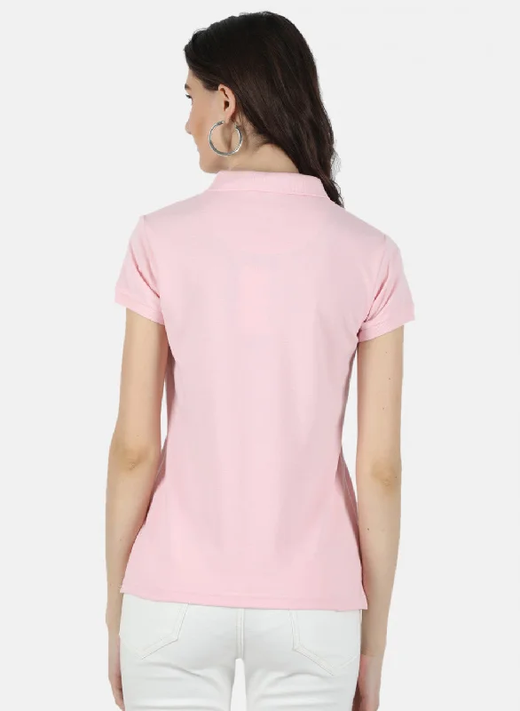 Women Pink Plain T-Shirt