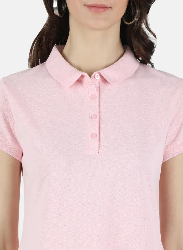 Women Pink Plain T-Shirt