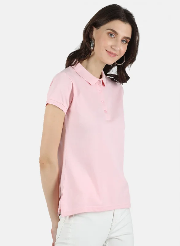 Women Pink Plain T-Shirt