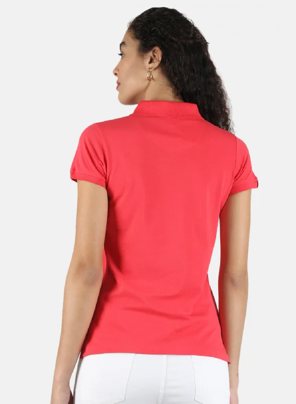 Women Pink Plain T-Shirt