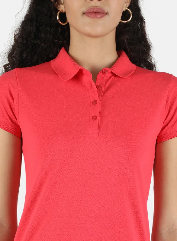 Women Pink Plain T-Shirt