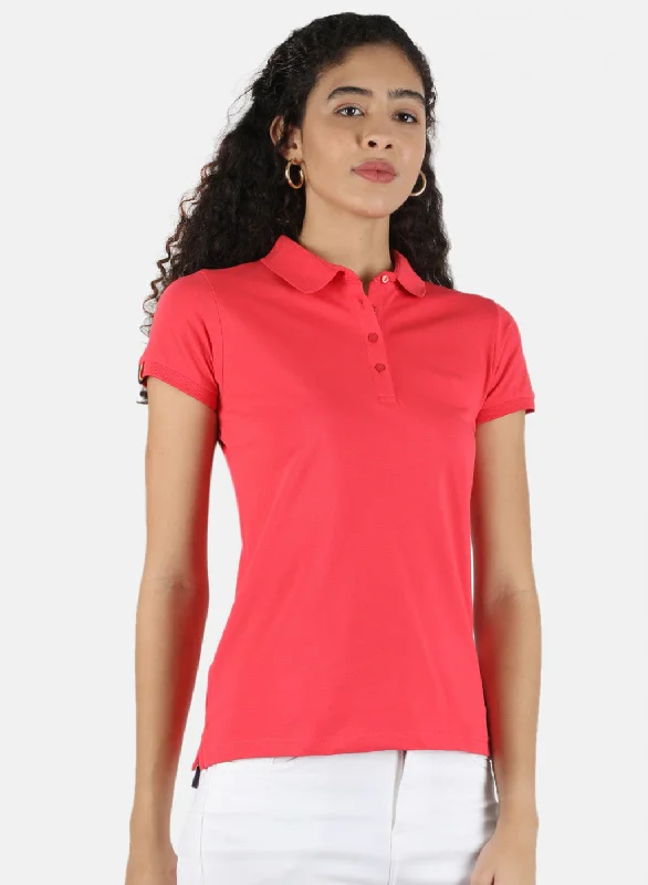 Women Pink Plain T-Shirt