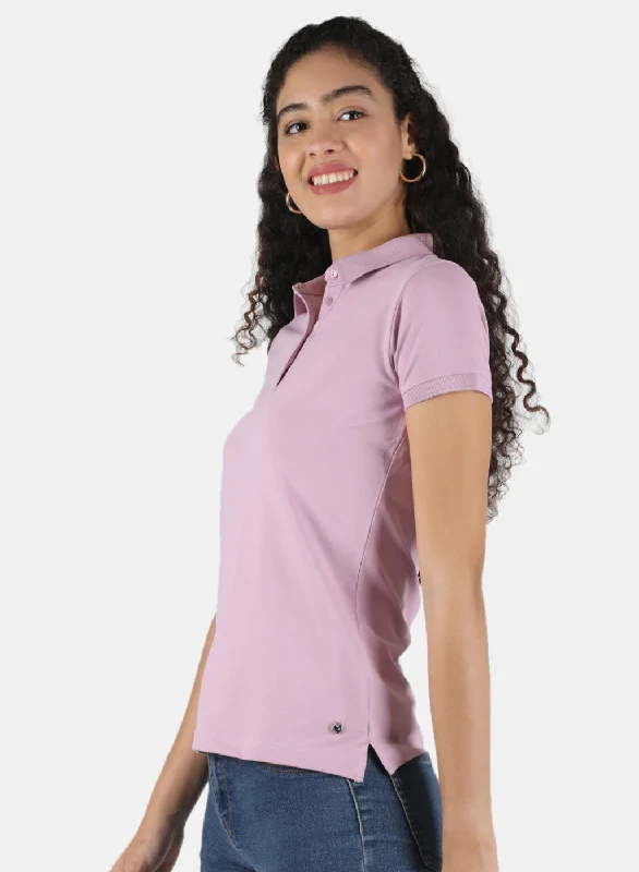 Women Purple Plain T-Shirt