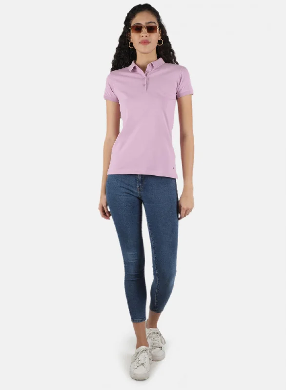 Women Purple Plain T-Shirt