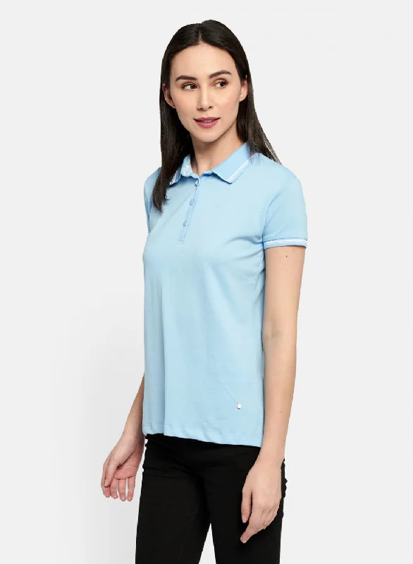 Womens Blue Plain T-Shirt