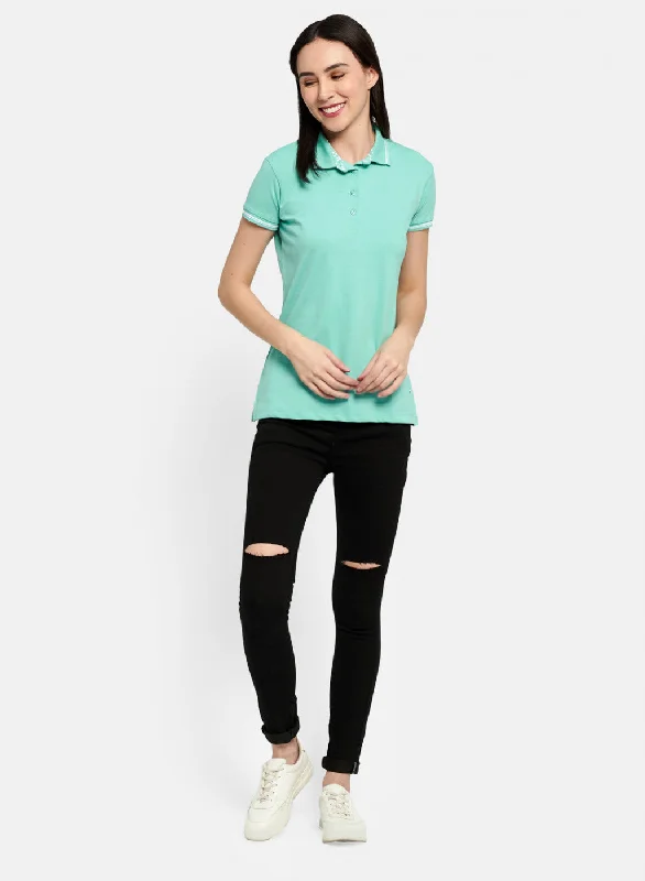 Womens Blue Plain T-Shirt