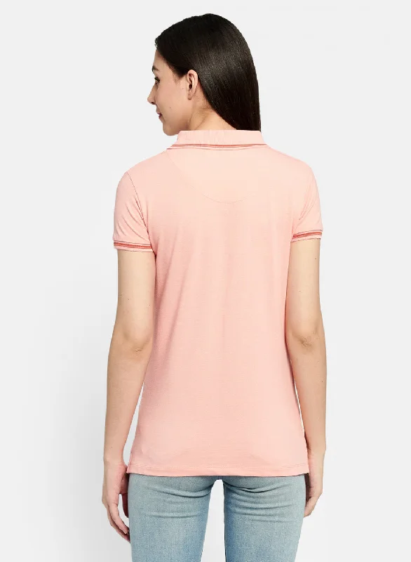 Womens Peach Plain T-Shirt