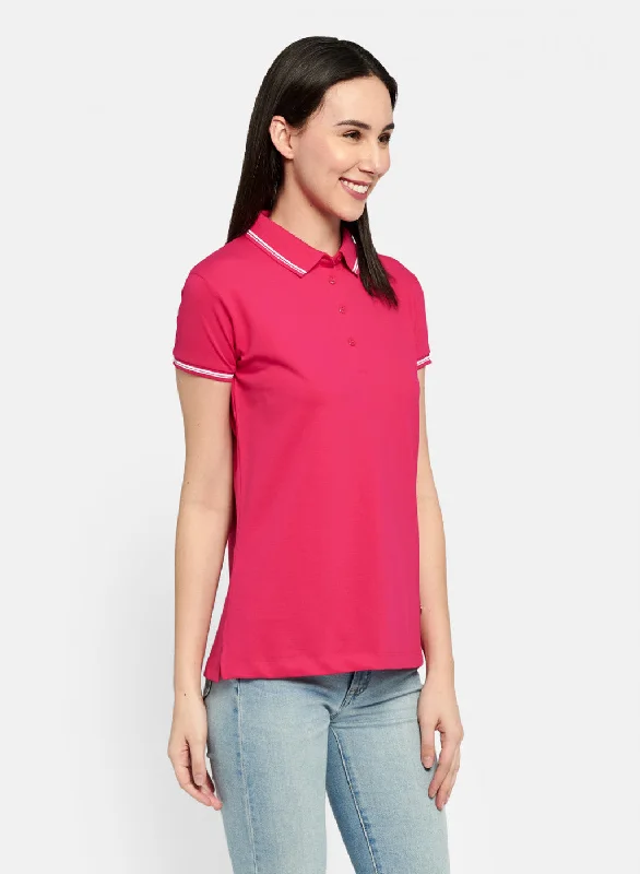 Womens Pink Plain T-Shirt