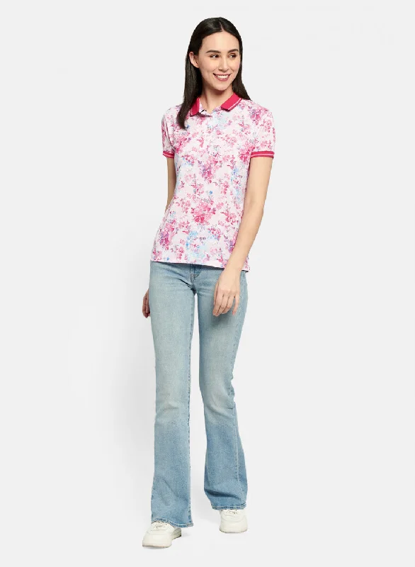 Womens Pink Printed T-Shirt