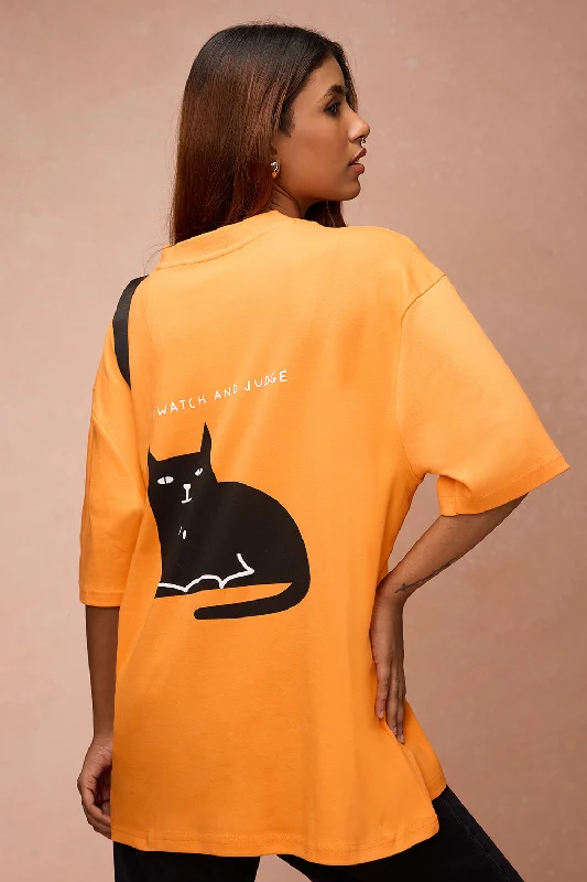 Women's I Watch And Judge Cat Orange T-Shirt