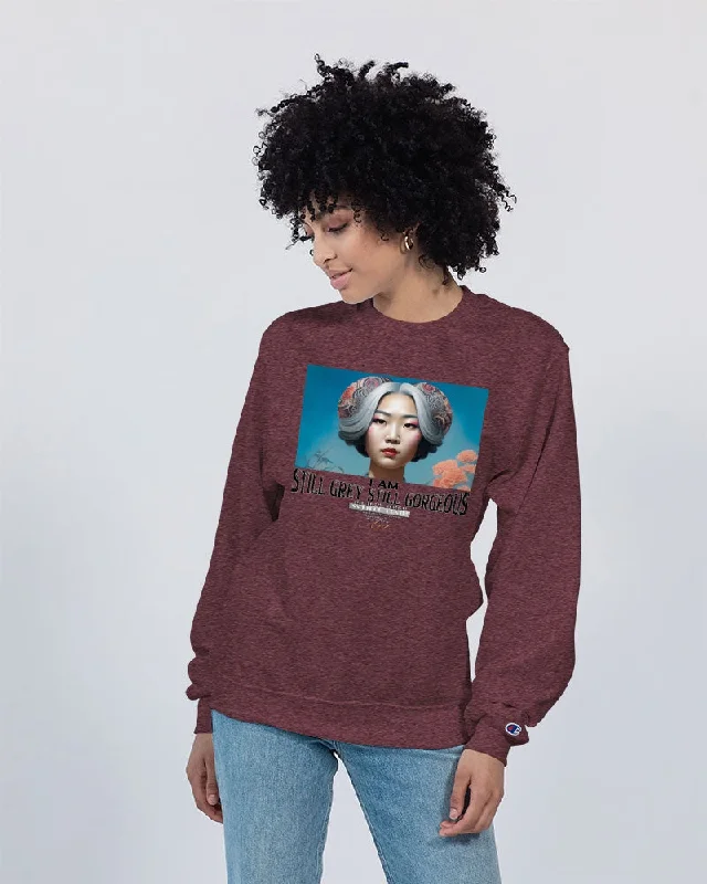 Promoting Asian women with silver grey Unisex Sweatshirt | Champion