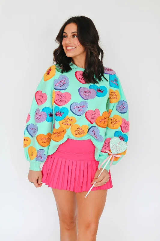 Queen of Sparkles Fuzzy Candy Heart Sweatshirt