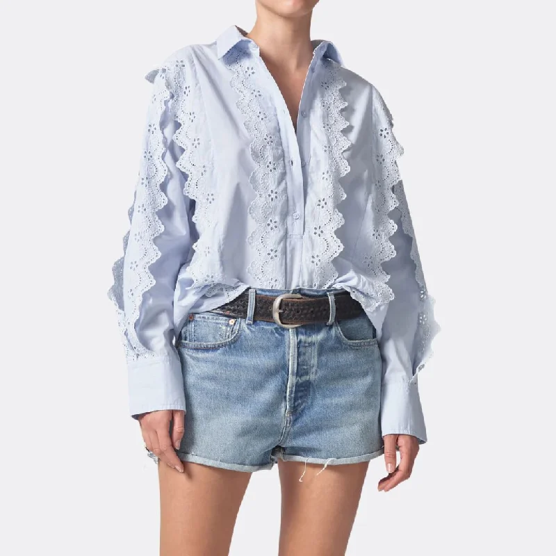 Shay Popover With Scalloped Trim Shirt (Santa Cruz)