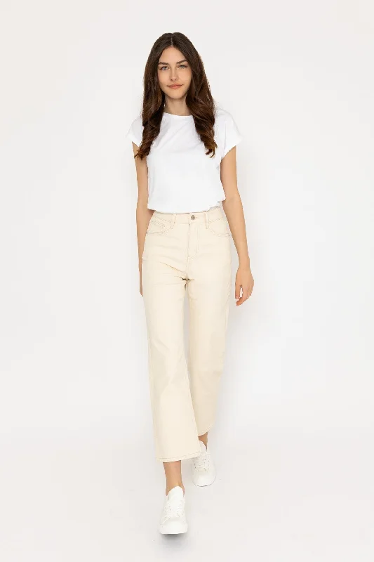 Solange Cream Straight Leg Jeans