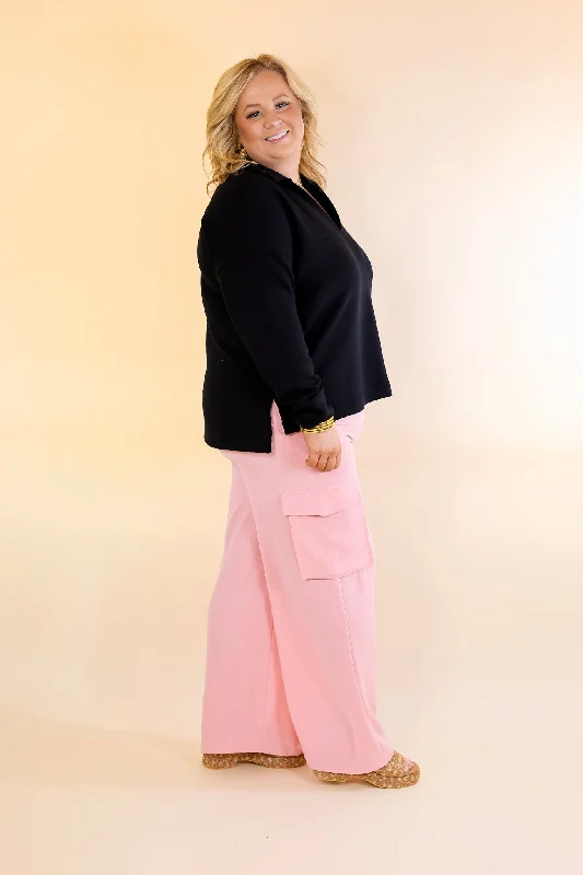 Sunday Stroll Wide Leg Cargo Pant in Baby Pink