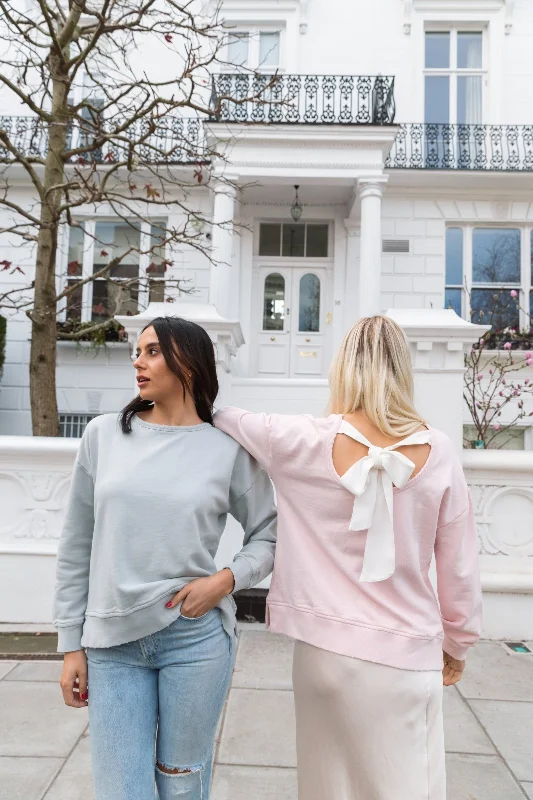 ""The Victoria"" - Bow Neck Detail Sweatshirt (Pink)