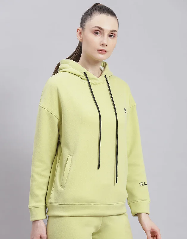 Women Green Solid Hooded Full Sleeve Sweatshirt