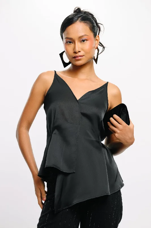 Strappy Black Asymmetric Top