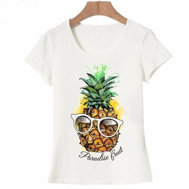 Women's Short Sleeve Creative Pineapple Fruit Printed Funny T-shirt Tops