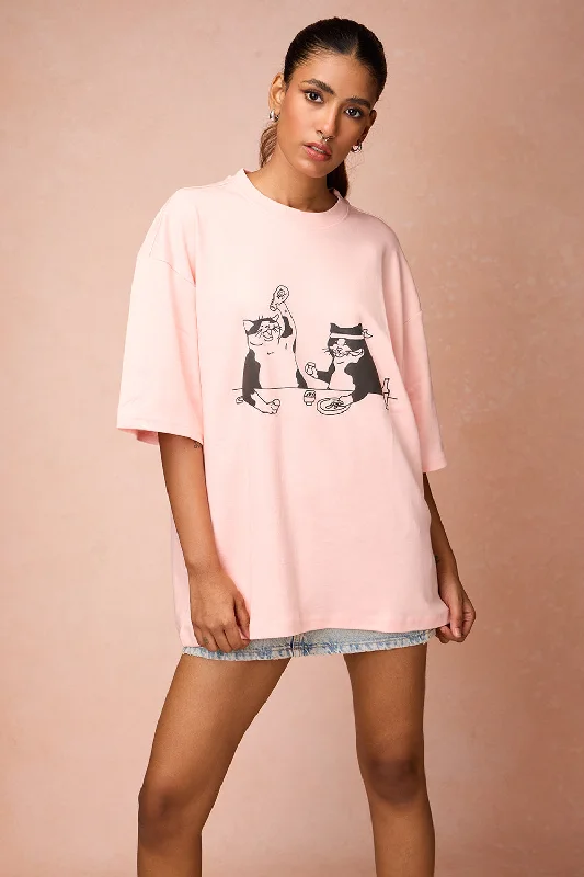 Women's Two Cats Behind Me Pink T-Shirt