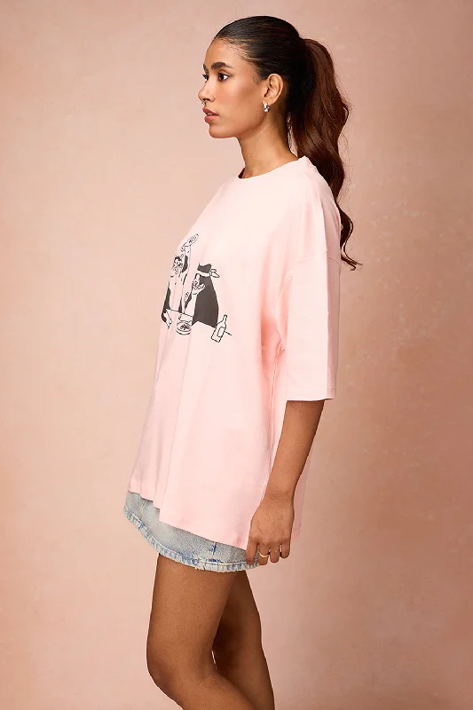 Women's Two Cats Behind Me Pink T-Shirt