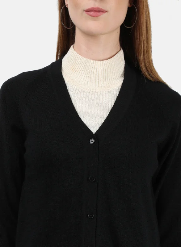 Women Black Solid Cardigan