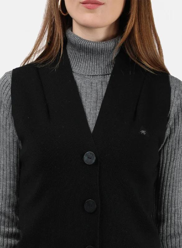 Women Black Solid Cardigan