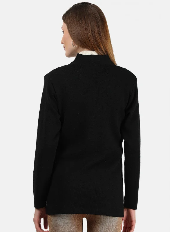 Women Black Solid Cardigan