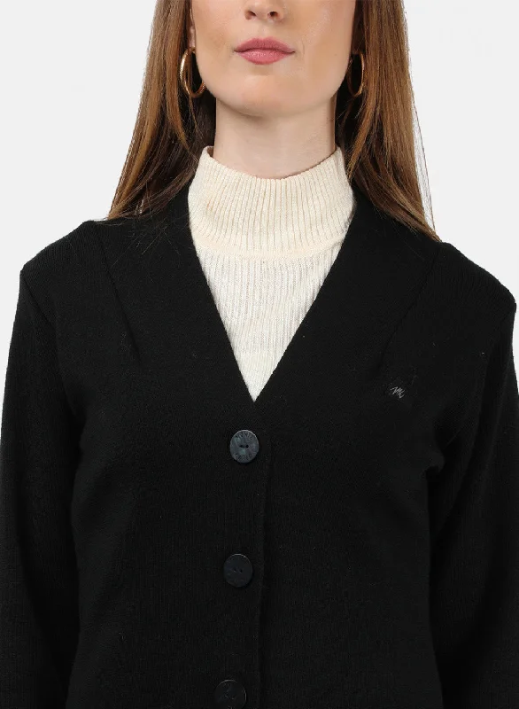 Women Black Solid Cardigan