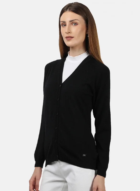 Women Black Solid Cardigan