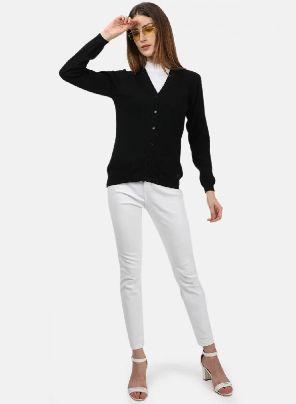 Women Black Solid Cardigan