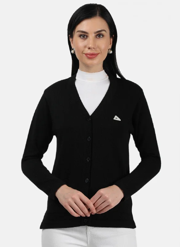 Women Black Solid Cardigan