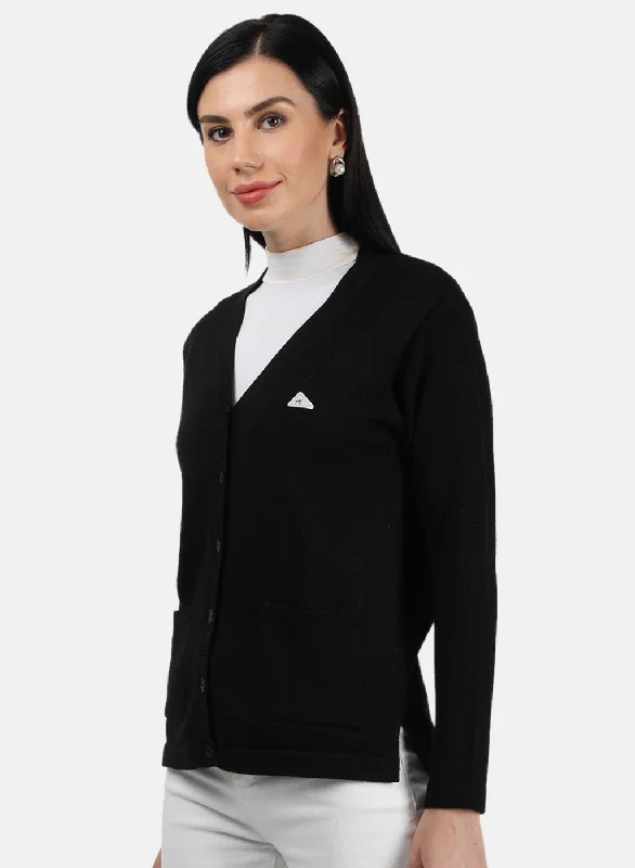 Women Black Solid Cardigan