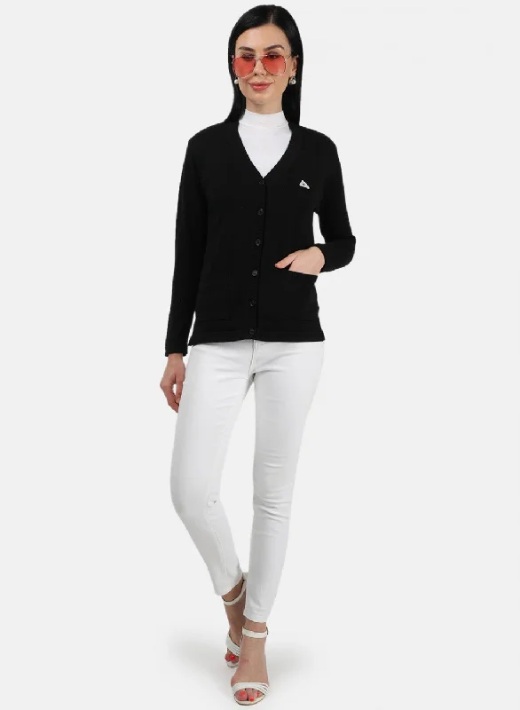 Women Black Solid Cardigan