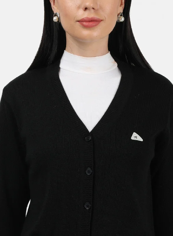 Women Black Solid Cardigan