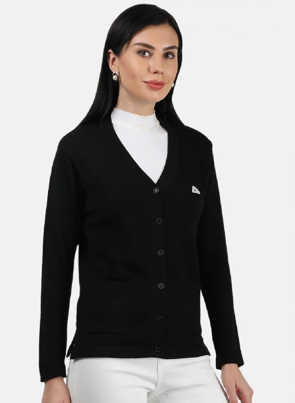 Women Black Solid Cardigan